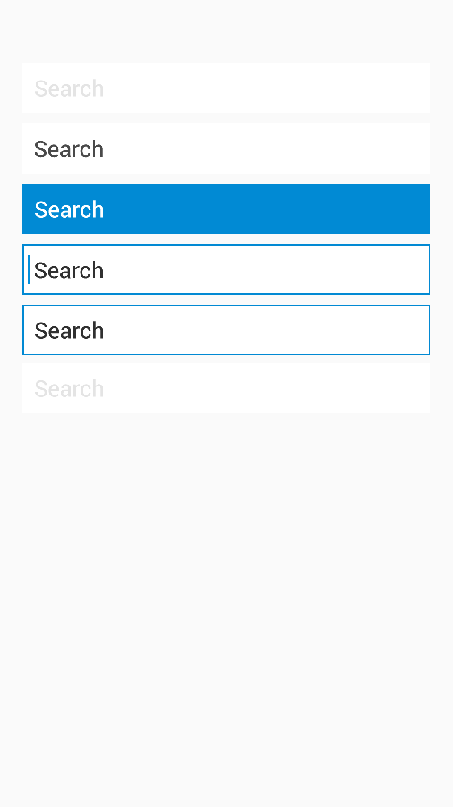 Design system specification for search field states