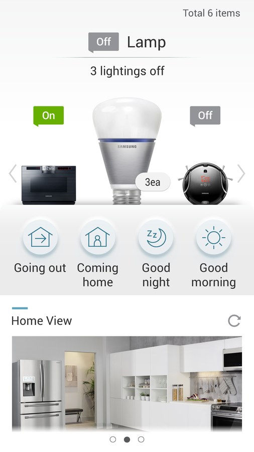 Device list switched to lighting, showing three lamps off
