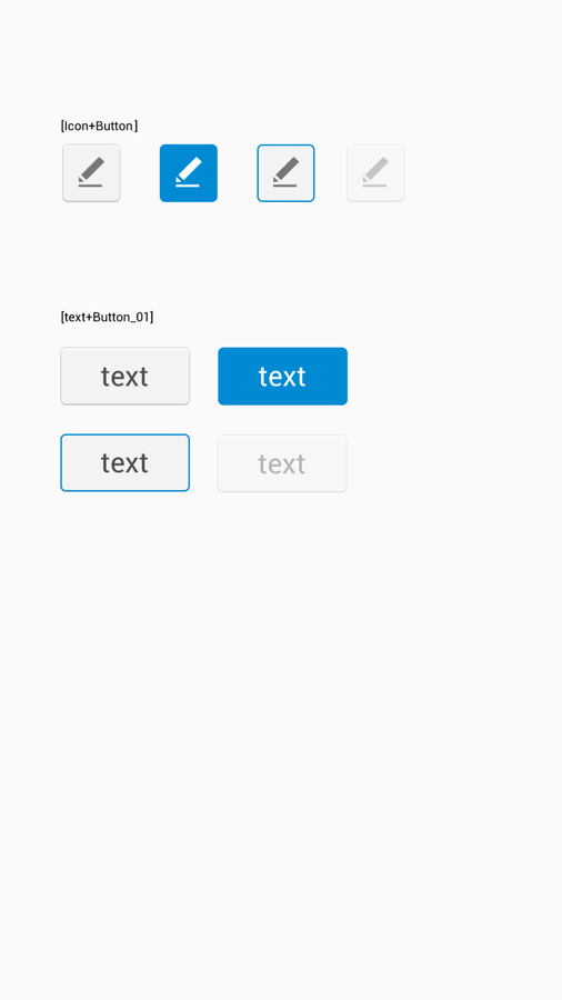 Design system specification for icon and text button states
