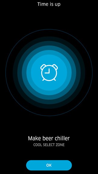 Cool Select Zone beer chiller timer screen