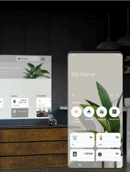 The smart home app running on a phone in a kitchen
