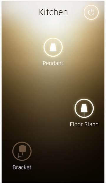 Kitchen lamp group screen listing pendant, floor stand, and bracket lights