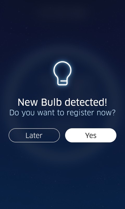 Prompt asking whether to register a newly detected bulb